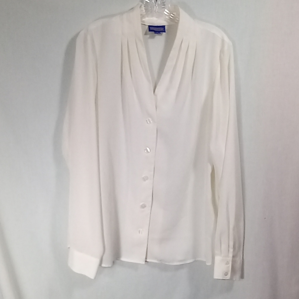 Pendleton White Sheer Button Down Long Sleeve Shirt Size 16